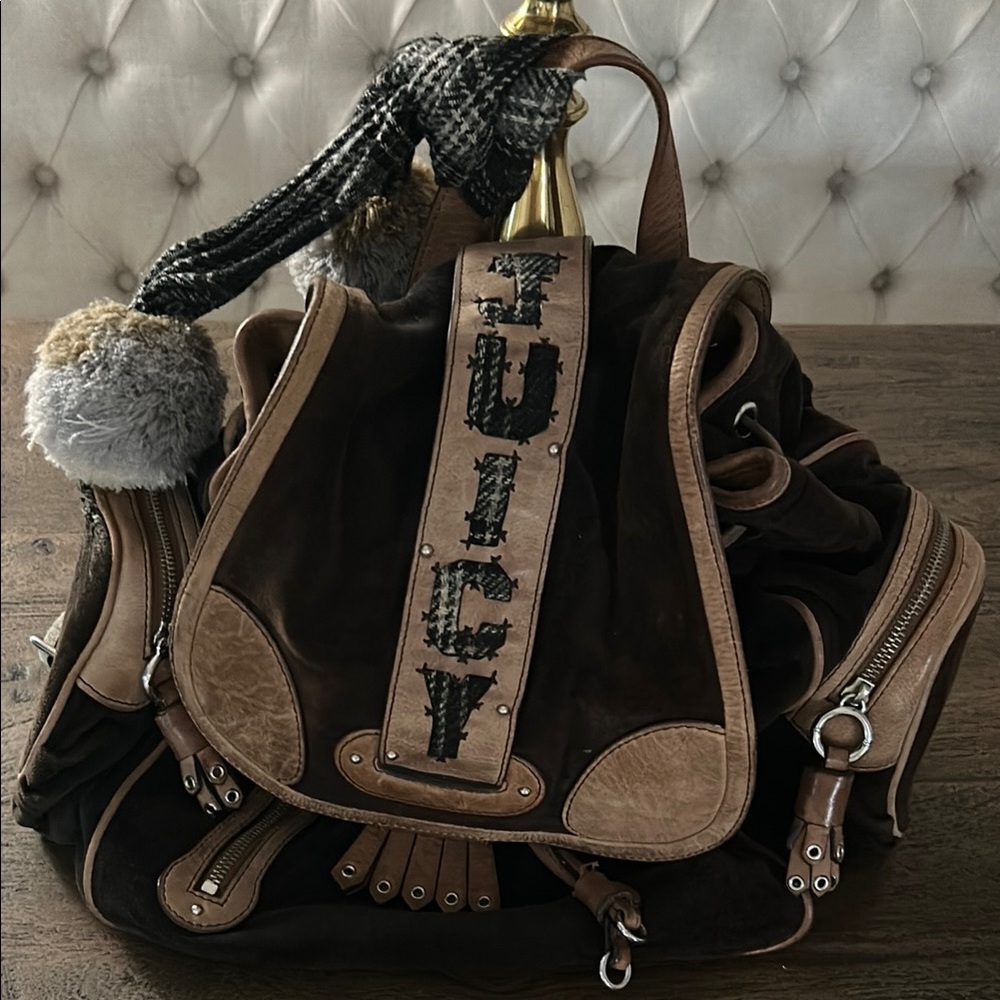 Juicy Couture brown and tan suede backpack